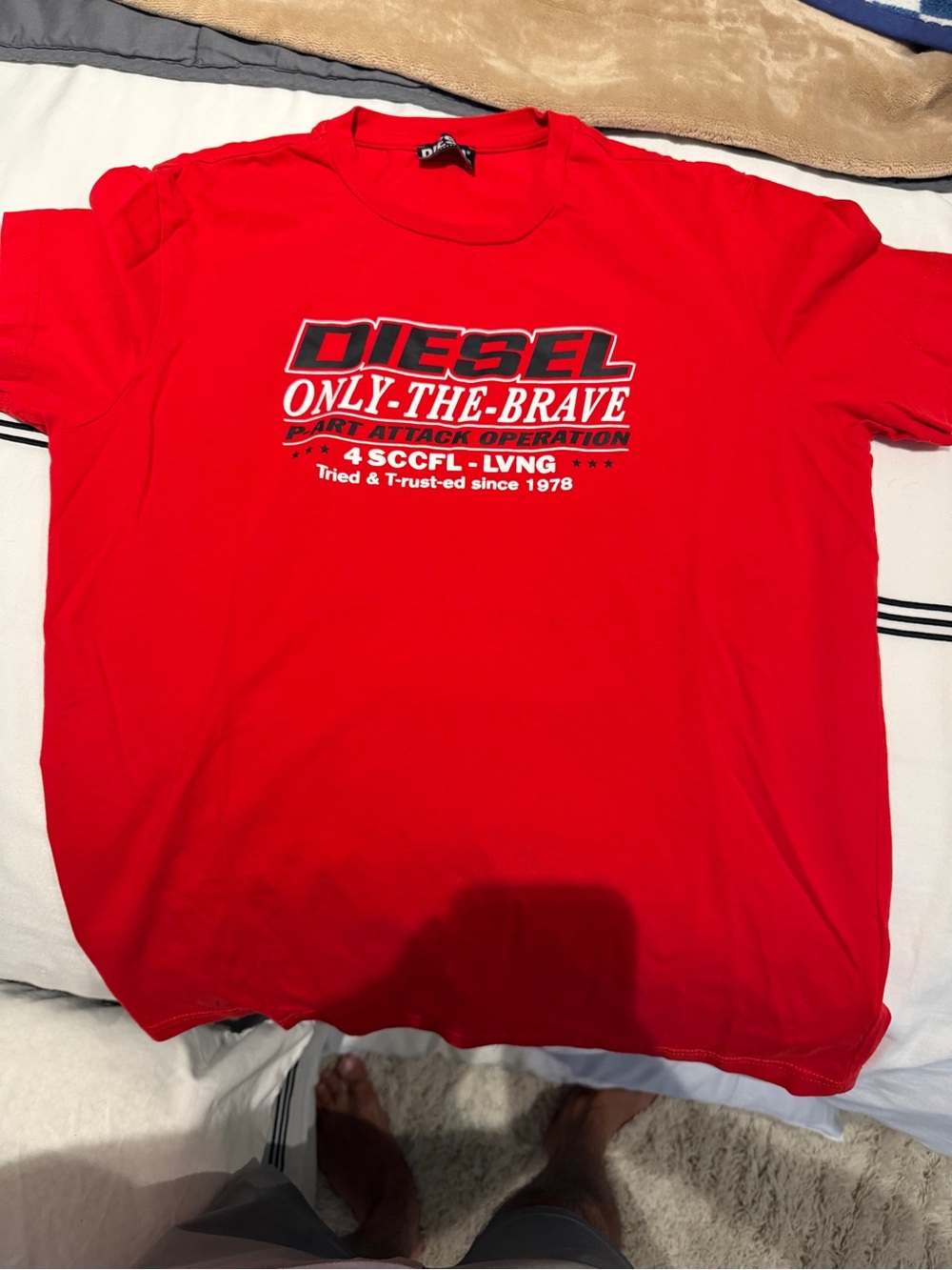Diesel Red Short Sleeve Logo Tee